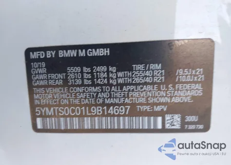2020 BMW X3 from USA, damaged, VIN 5YMTS0C01L9B14697
